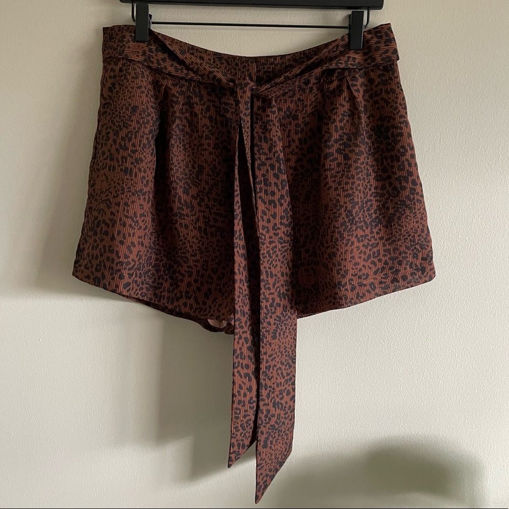 MAJORELLE Leopard Print Brown Shorts